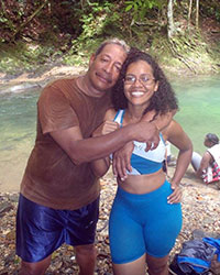 Hikemasters Snakeman and Amy relaxing by the river after a strenuous Hike in the rainforest