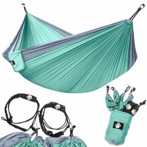 Legit Camping - Double Hammock - Lightweight Parachute Portable Hammocks for Hiking, Travel, Backpacking, Beach, Yard Gear Includes Nylon Straps & Steel Carabiners