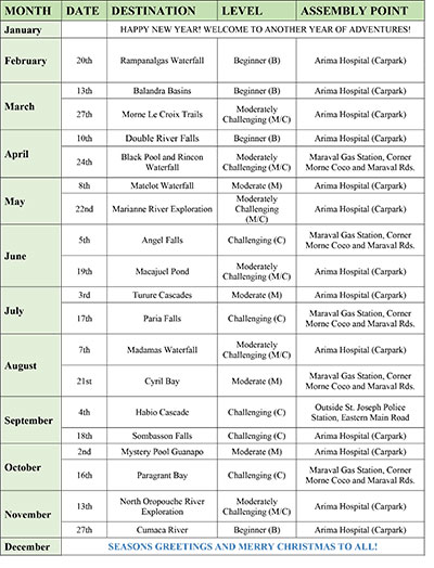 Hikeseekers 2022 Schedule